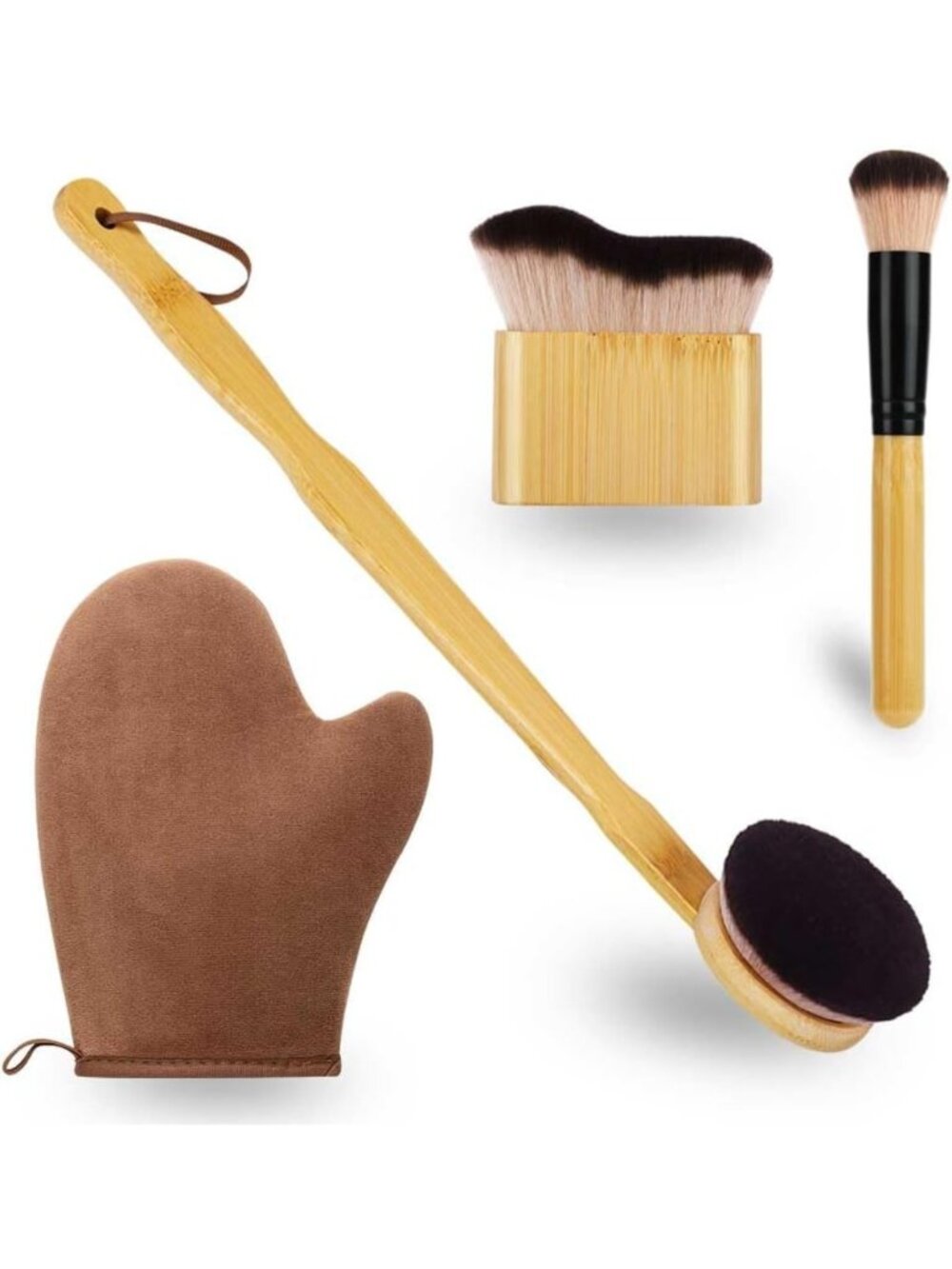 4-in-1 Self Tanning Mitt & Brush Set | Tanning Applicator Glove & Back Tool